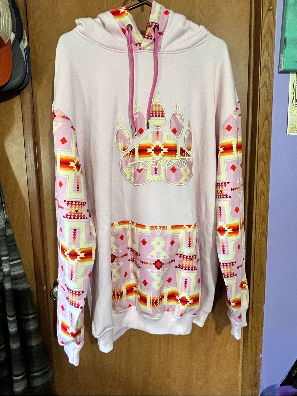 Pink Native Patterned Women's Hoodie